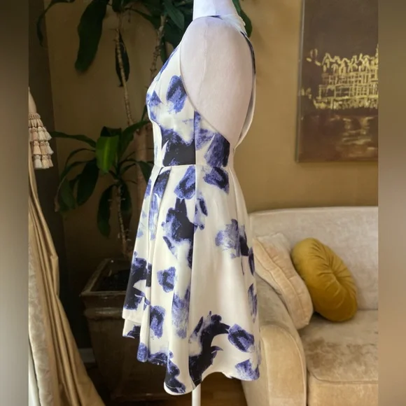 Seeing Chic Blue and Ivory Print Skater Dress, XS - Picture 7 of 14